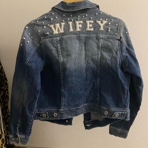 NWT Torrid Wifey Jean Jacket Pearls Size 00
